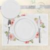 Ambesonne Floral Place Mats Set of 4, Romantic Rose Flower Petals Shabby Form Love Blooms Botanical Design, Washable Fabric Placemats for Dining Table, Standard Size, Green Peach
