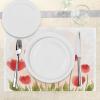 Ambesonne Floral Place Mats Set of 4, Romantic Tulip Bloom Flower Meadow Fresh Feminine Buds Watercolor Effect, Washable Fabric Placemats for Dining Table, Standard Size, Vermilion Peach
