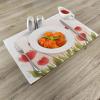 Ambesonne Floral Place Mats Set of 4, Romantic Tulip Bloom Flower Meadow Fresh Feminine Buds Watercolor Effect, Washable Fabric Placemats for Dining Table, Standard Size, Vermilion Peach
