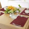Ambesonne Flower Place Mats Set of 4, Floral Details with Leaves Swirls Romantic Vivid Vibrant Pattern Art Print, Washable Fabric Placemats for Dining Table, Standard Size, Burgundy Red