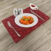 Ambesonne Flower Place Mats Set of 4, Floral Details with Leaves Swirls Romantic Vivid Vibrant Pattern Art Print, Washable Fabric Placemats for Dining Table, Standard Size, Burgundy Red