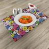 Ambesonne Flower Place Mats Set of 4, Floral Vivid Pattern with Colorful Flowers Daisies Wildflowers Cheerful Natural, Washable Fabric Placemats for Dining Table, Standard Size, Purple Black