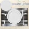 Ambesonne Grey Place Mats Set of 4, Realistic Vivid Looking Steel Plates Image Heavy Industry Technology Themed Print, Washable Fabric Placemats for Dining Table, Standard Size, Silver Grey
