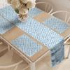 Ambesonne Horses Table Runner & Placemats, Classic Swedish Dalecarlian Coral Azure Blue Animals and Green Floral Arrangement, Set for Dining Table Decor, Placemat 4 pcs + Runner 16″x72″, Blue Burgundy(Blue White)
