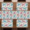 Ambesonne Horses Table Runner & Placemats, Classic Swedish Dalecarlian Coral Azure Blue Animals and Green Floral Arrangement, Set for Dining Table Decor, Placemat 4 pcs + Runner 16″x72″, Blue Burgundy(Blue Burgundy)