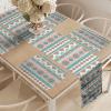 Ambesonne Horses Table Runner & Placemats, Classic Swedish Dalecarlian Coral Azure Blue Animals and Green Floral Arrangement, Set for Dining Table Decor, Placemat 4 pcs + Runner 16″x72″, Blue Burgundy(Peach Cream)