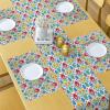 Ambesonne Horses Table Runner & Placemats, Classic Swedish Dalecarlian Coral Azure Blue Animals and Green Floral Arrangement, Set for Dining Table Decor, Placemat 4 pcs + Runner 16″x72″, Blue Burgundy(Green Blue Pink)