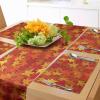 Ambesonne Horses Table Runner & Placemats, Classic Swedish Dalecarlian Coral Azure Blue Animals and Green Floral Arrangement, Set for Dining Table Decor, Placemat 4 pcs + Runner 16″x72″, Blue Burgundy(Burnt Orange)