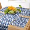 Ambesonne Horses Table Runner & Placemats, Classic Swedish Dalecarlian Coral Azure Blue Animals and Green Floral Arrangement, Set for Dining Table Decor, Placemat 4 pcs + Runner 16″x72″, Blue Burgundy(Blue Pale Blue White)
