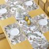 Ambesonne Horses Table Runner & Placemats, Classic Swedish Dalecarlian Coral Azure Blue Animals and Green Floral Arrangement, Set for Dining Table Decor, Placemat 4 pcs + Runner 16″x72″, Blue Burgundy(Mauve Sage Green)