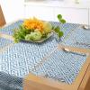 Ambesonne Horses Table Runner & Placemats, Classic Swedish Dalecarlian Coral Azure Blue Animals and Green Floral Arrangement, Set for Dining Table Decor, Placemat 4 pcs + Runner 16″x72″, Blue Burgundy(Blue White)