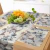 Ambesonne Horses Table Runner & Placemats, Classic Swedish Dalecarlian Coral Azure Blue Animals and Green Floral Arrangement, Set for Dining Table Decor, Placemat 4 pcs + Runner 16″x72″, Blue Burgundy(Teal Brown)
