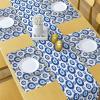 Ambesonne Horses Table Runner & Placemats, Classic Swedish Dalecarlian Coral Azure Blue Animals and Green Floral Arrangement, Set for Dining Table Decor, Placemat 4 pcs + Runner 16″x72″, Blue Burgundy(Blue Pale Blue White)