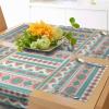 Ambesonne Horses Table Runner & Placemats, Classic Swedish Dalecarlian Coral Azure Blue Animals and Green Floral Arrangement, Set for Dining Table Decor, Placemat 4 pcs + Runner 16″x72″, Blue Burgundy(Peach Cream)