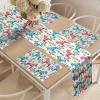 Ambesonne Horses Table Runner & Placemats, Classic Swedish Dalecarlian Coral Azure Blue Animals and Green Floral Arrangement, Set for Dining Table Decor, Placemat 4 pcs + Runner 16″x72″, Blue Burgundy(Blue Burgundy)