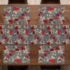 Ambesonne Horses Table Runner & Placemats, Classic Swedish Dalecarlian Coral Azure Blue Animals and Green Floral Arrangement, Set for Dining Table Decor, Placemat 4 pcs + Runner 16″x72″, Blue Burgundy(Beige Grey)