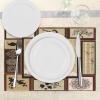 Ambesonne Japanese Place Mats Set of 4, Girl in Traditional Dress and Cultural Patterns Ornaments Antique Eastern Collage, Washable Fabric Placemats for Dining Table, Standard Size, Brown Cream