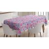 Ambesonne Love Tablecloth, Hearts for Valentine Vertical Stripes Lines Ornament Romance Wedding, Rectangular Table Cover for Dining Room Kitchen Decor, 60″ X 90″, Pale Muave Blue Purple Pink
