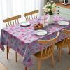 Ambesonne Love Tablecloth, Hearts for Valentine Vertical Stripes Lines Ornament Romance Wedding, Rectangular Table Cover for Dining Room Kitchen Decor, 60″ X 90″, Pale Muave Blue Purple Pink