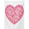 Ambesonne Love Tablecloth, Lace Heart with Floral Pattern Wedding Valentine Blossoms Leaves Classic Retro, Rectangular Table Cover for Dining Room Kitchen Decor, 60″ X 90″, White Pink