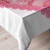 Ambesonne Love Tablecloth, Lace Heart with Floral Pattern Wedding Valentine Blossoms Leaves Classic Retro, Rectangular Table Cover for Dining Room Kitchen Decor, 60″ X 90″, White Pink