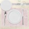 Ambesonne Marble Print Place Mats Set of 4, Murky Gemstone Scratches Natural Beauty Mineral Crystal Shape Digital, Washable Fabric Placemats for Dining Table, Standard Size, Pink White