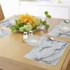 Ambesonne Marble Print Place Mats Set of 4, Realistic Paint Mineral Nature Surface Motif Rock Formation Models Art, Washable Fabric Placemats for Dining Table, Standard Size, Blue Grey White