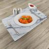 Ambesonne Marble Print Place Mats Set of 4, Realistic Paint Mineral Nature Surface Motif Rock Formation Models Art, Washable Fabric Placemats for Dining Table, Standard Size, Blue Grey White