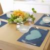 Ambesonne Navy and Teal Place Mats Set of 4, Ripped Themed Image Heart Shapes Lover Romance Valentines Day, Washable Fabric Placemats for Dining Table, Standard Size, Navy Blue and Seafoam