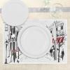 Ambesonne Paris Place Mats Set of 4, Old French Pedestrians Stores Trees and The Silhouette of Eifffel Urban Illustration, Washable Fabric Placemats for Dining Table, Standard Size, Gray White