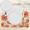Ambesonne Poppy Flower Place Mats Set of 4, Digital Watercolors Design of Poppy Classic Botany Bouquet Patterns Print, Washable Fabric Placemats for Dining Table, Standard Size, Orange White