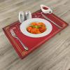Ambesonne Red Place Mats Set of 4, Flowering Branch of a Cherry Tree in Spring with Traditional Chinese Framework, Washable Fabric Placemats for Dining Room Kitchen Table Decor, Red Marigold Coral
