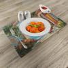 Ambesonne Romantic Place Mats Set of 4, View from Italian Old Stone House Hills Painting Style Look Vine Leaves Flower, Washable Fabric Placemats for Dining Table, Standard Size, Multicolor