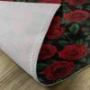 Ambesonne Rose Place Mats Set of 4, Valentine’s Day Retro Style Petals with Leaves Ornamental Growth Pattern, Washable Fabric Placemats for Dining Room Kitchen Table Decor, Ruby Hunter Green Black