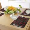Ambesonne Rose Place Mats Set of 4, Valentine’s Day Retro Style Petals with Leaves Ornamental Growth Pattern, Washable Fabric Placemats for Dining Room Kitchen Table Decor, Ruby Hunter Green Black