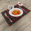 Ambesonne Rose Place Mats Set of 4, Valentine’s Day Retro Style Petals with Leaves Ornamental Growth Pattern, Washable Fabric Placemats for Dining Room Kitchen Table Decor, Ruby Hunter Green Black