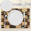 Ambesonne Safari Place Mats Set of 4, Jeans Denim Patchwork in Safari Style Wilderness Design Art Print, Washable Fabric Placemats for Dining Table, Standard Size, Brown Black