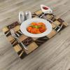 Ambesonne Safari Place Mats Set of 4, Jeans Denim Patchwork in Safari Style Wilderness Design Art Print, Washable Fabric Placemats for Dining Table, Standard Size, Brown Black
