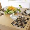 Ambesonne Safari Place Mats Set of 4, Jeans Denim Patchwork in Safari Style Wilderness Design Art Print, Washable Fabric Placemats for Dining Table, Standard Size, Brown Black