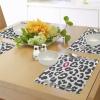 Ambesonne Safari Place Mats Set of 4, Leopard Cheetah Animal Print Kiss Shape Lipstick Mark Dotted Trend Art, Washable Fabric Placemats for Dining Table, Standard Size, Black Pink