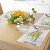 Ambesonne Saying Place Mats Set of 4, Valentines Day Image with Romantic Calligraphy Colored Sun Inspired Motif, Washable Fabric Placemats for Dining Room Kitchen Table Decor, Yellow Charcoal Grey