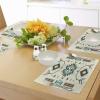 Ambesonne Southwestern Place Mats Set of 4, Ethnic Illustration of a Zigzags Design Triangular Iconic Art Motifs, Washable Fabric Placemats for Dining Table, Standard Size, Pale Yellow