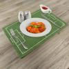 Ambesonne Sports Place Mats Set of 4, Classic Illustration of a Soccer Field Stadium Match Art Lines Modern Football, Washable Fabric Placemats for Dining Table, Standard Size, Fern Green White