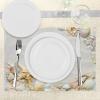 Ambesonne Starfish Place Mats Set of 8, Seacoast with Sand with Colorful Various Seashells Tropics Aquatic Wildlife Theme, Washable Fabric Placemats for Dining Table, Placemat 8 pcs, White Coral