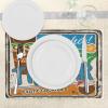 Ambesonne Tiki Bar Place Mats Set of 4, Rusty Vintage Sign Aloha Exotic Cocktails and Coconut Drink Antique Nostalgic, Washable Fabric Placemats for Dining Table, Standard Size, Blue and Brown