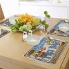 Ambesonne Tiki Bar Place Mats Set of 4, Rusty Vintage Sign Aloha Exotic Cocktails and Coconut Drink Antique Nostalgic, Washable Fabric Placemats for Dining Table, Standard Size, Blue and Brown