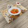 Ambesonne Turkey Place Mats Set of 4, Happy Thanksgiving Falling Leaves and Poultry Birds Harvest Time Celebration, Washable Fabric Placemats for Dining Table, Standard Size, Brown Cream