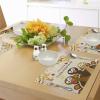 Ambesonne Turkey Place Mats Set of 4, Happy Thanksgiving Falling Leaves and Poultry Birds Harvest Time Celebration, Washable Fabric Placemats for Dining Table, Standard Size, Brown Cream