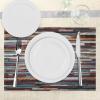 Ambesonne Urban Place Mats Set of 4, Colored Stone Surface Texture Background Retro Style Urban Brick Wall Image, Washable Fabric Placemats for Dining Table, Standard Size, Grey Turquoise
