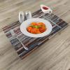 Ambesonne Urban Place Mats Set of 4, Colored Stone Surface Texture Background Retro Style Urban Brick Wall Image, Washable Fabric Placemats for Dining Table, Standard Size, Grey Turquoise